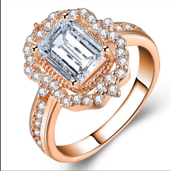 New Rose Gold Engagement CZ  Prong Setting Ring - Picture 4 of 6